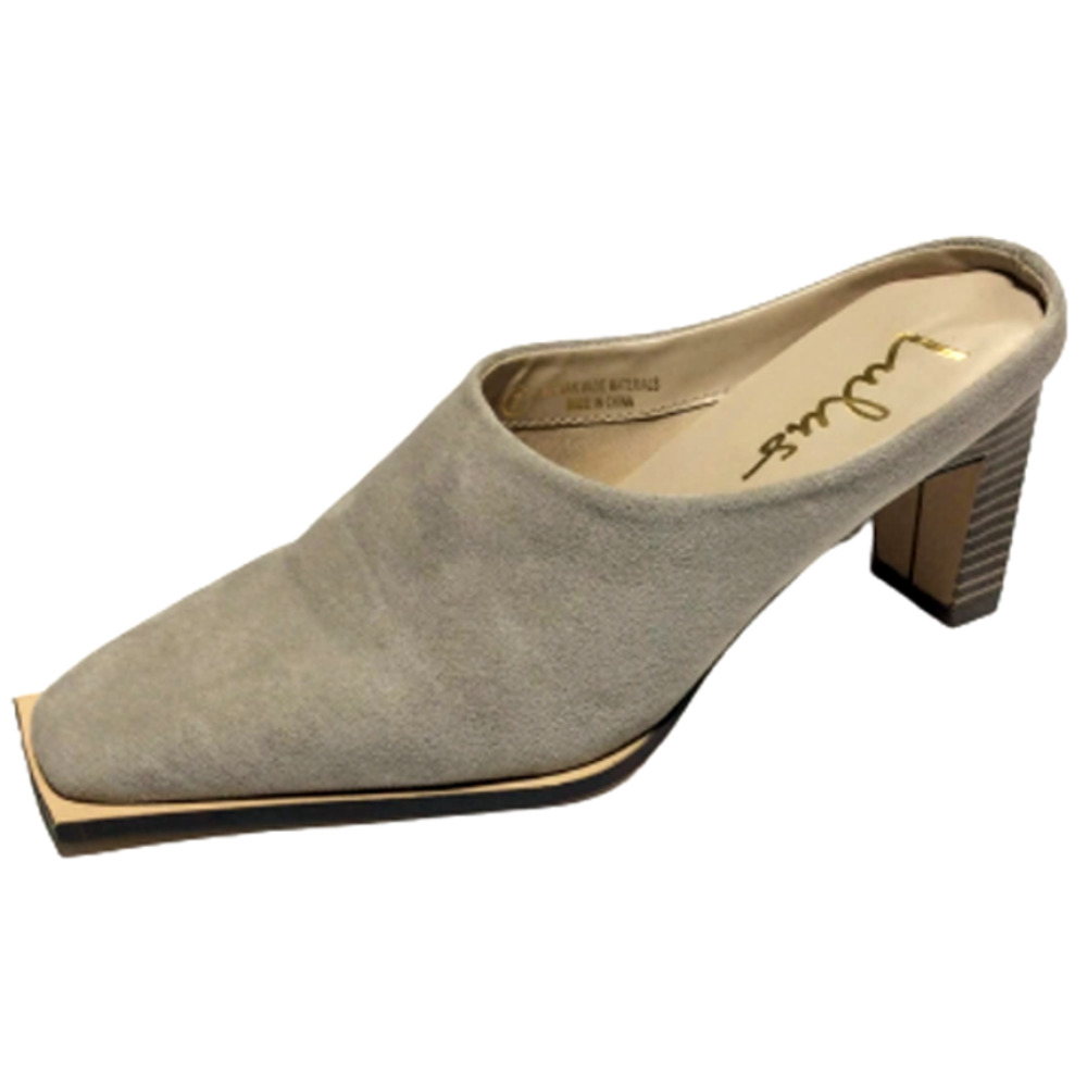 Lulu's Zelah Womens Shoes Size 7 Ivory Nude Faux Suede Block Heled Mules Slip On